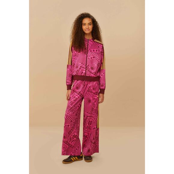 NWOT FARM Rio x Adidas Tropical Club Print Track Top Jacket Fuschia Size Large - Picture 1 of 14